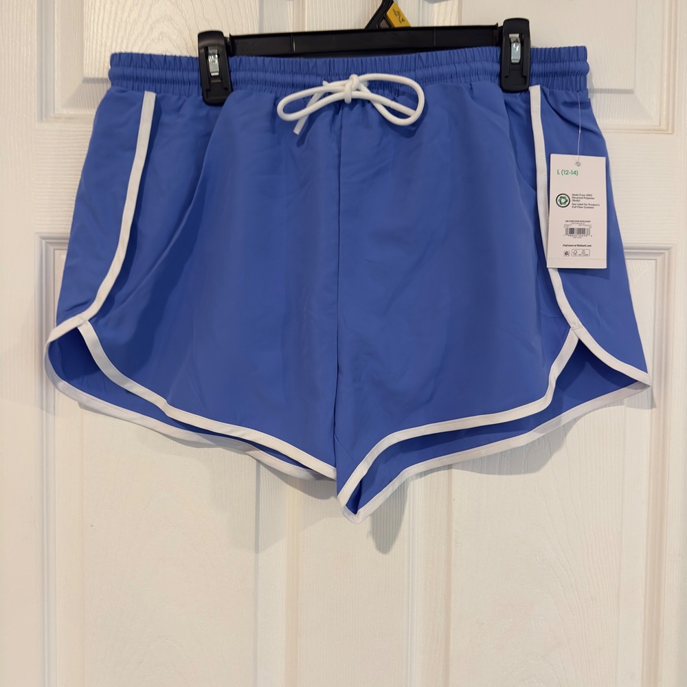 Athletic Works Santorini Blue Piped Run Shorts Large 12-14 AW17HQ024217